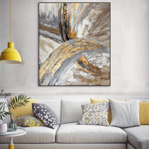 لوحة جدارية تجريدية بالوان ترابية متداخلة