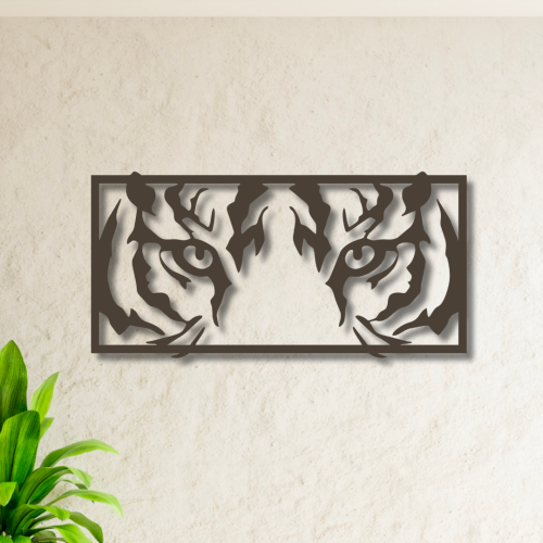 منحوتة خشبية لوحة ديكور نقشة عيون الفهد