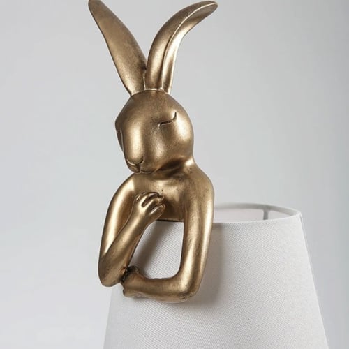 اضاءة ستاند ابجورة تصميم ارنب متكتف لون ذهبي - متو...