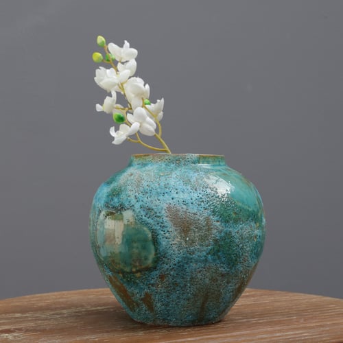 مزهرية كلاسيكية ، لون فيروزي ، حجم متوسط