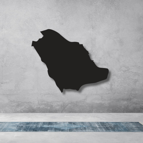 منحوتة خشبية لوحة ديكور نقشة خريطة السعودية - لون...