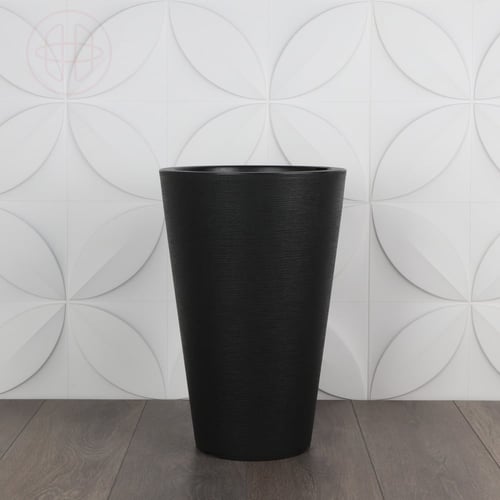 حوض و اصيص نباتات صناعية وطبيعية - أسود - بثلاثة م...