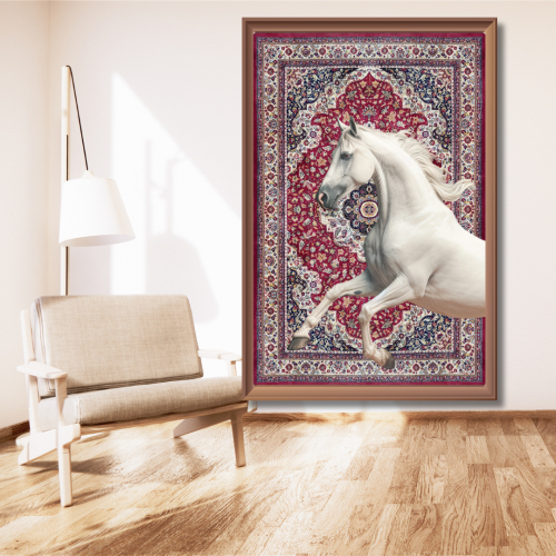 لوحة مطبوعة - ديكور جدارية ل الخيل مع نقشة الزل