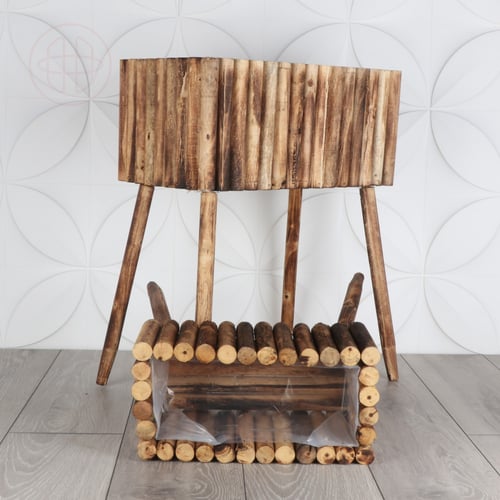 طقم أحواض مستطيلة من أوتاد خشبية - بأرجل يمكن فكها...