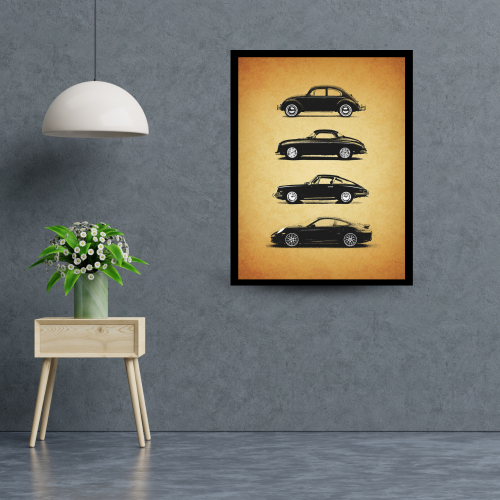لوحة كانفاس جدارية - مجموعة من سيارات كلاسيك سوداء