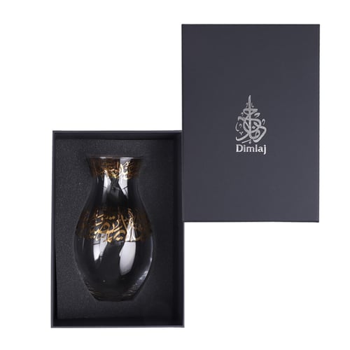 مزهرية كريستال فاخرة بزخرفة ذهبية من الخط العربي