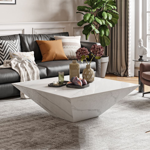 طاولة وسط بديل الرخام تصميم عصري لون ابيض