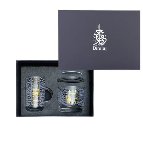 طقم كوب فاخر مع حامل شموع وكوستر بزخرفة انيقة من ا...