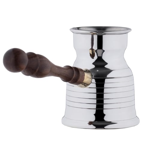 ركوة قهوة ستيل يد خشبية من السيف - لون فضي - سعة 4...