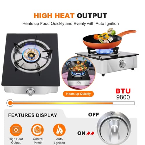 موقد غاز سطح زجاجي شعلة واحدة من هوم ماستر