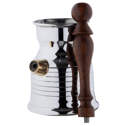 ركوة قهوة ستيل يد خشبية من السيف - لون فضي - سعة 4...