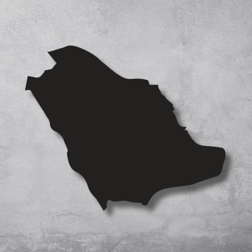 منحوتة خشبية لوحة ديكور نقشة خريطة السعودية - لون...