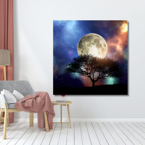 لوحة كنفاس جدارية مطبوعة القمر