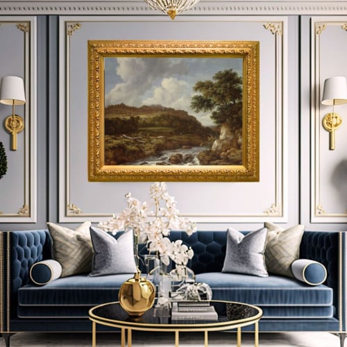 لوحة جدارية كلاسيكية مطبوعة ومغلفة بالزجاج - الفنا...