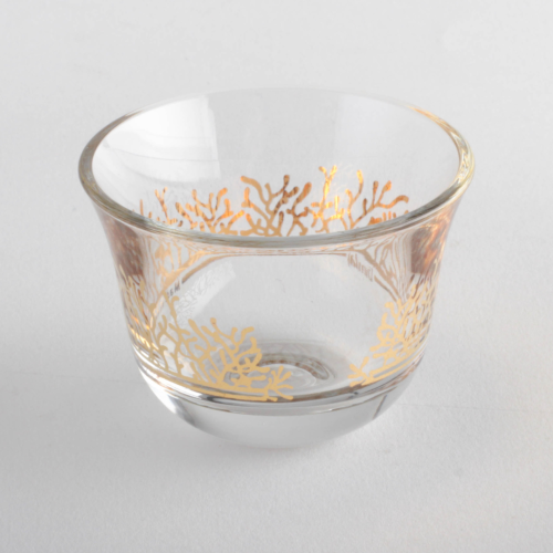 طقم فناجين قهوة عربية زجاجية مذهبة بزخرفة انيقة مس...