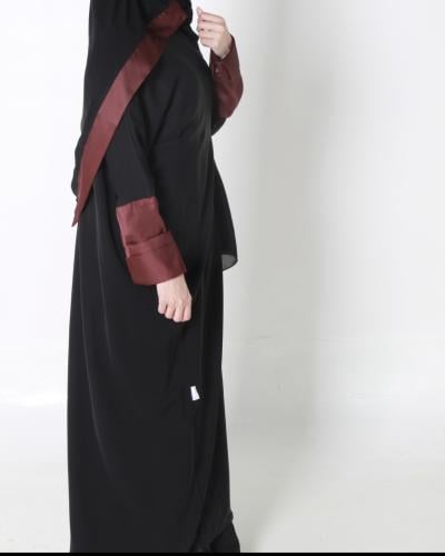 burgundy sleeves abaya