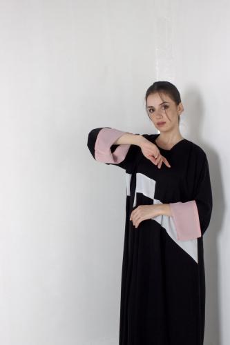 Pink, Black, and white Abaya