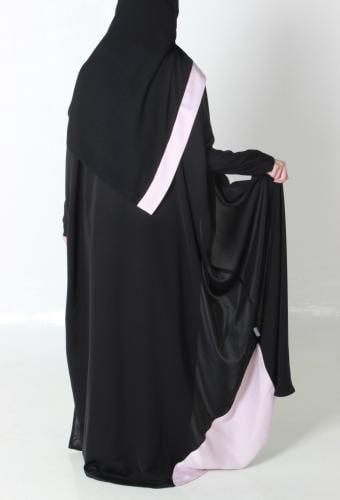 Black Abaya with pink trim