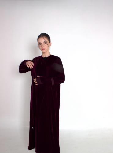 Burgundy velvet abaya