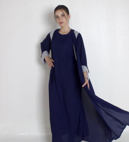 Navy & Grey abaya