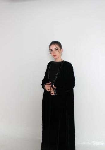 Embellished Black velvet abaya