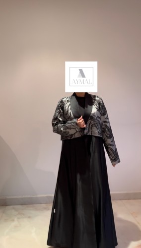 Black abaya with lace.