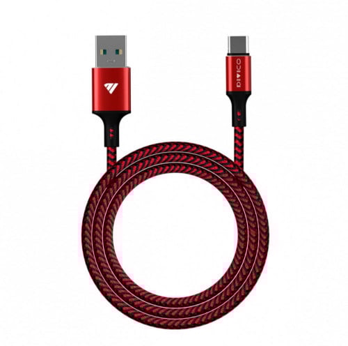 كابل شحن و بيانات تايب سي3 متر - أحمر