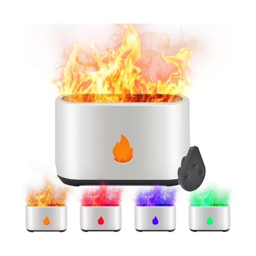 موزع زيوت عطرية مع ضوء لهب مع جهاز تحكم عن بعد