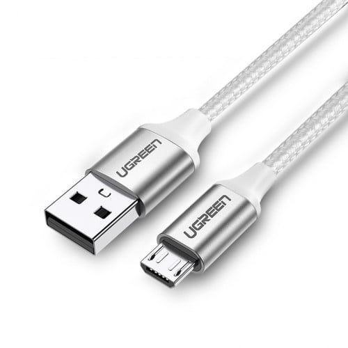 يوجرين - سلك شحن USB إلى مايكرو، قماش 1متر أبيض