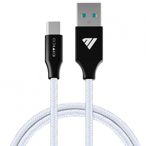 Divico - سلك شحن ونقل بيانات تايب سي - نايلون فضي...