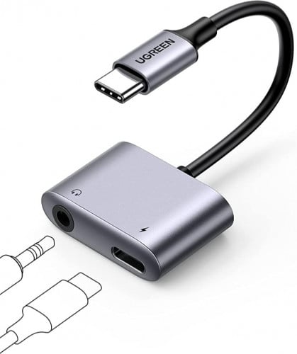 يوجرين - كيبل شحن لتحويل USB- سي لمدخل سماعة 3.5 م...