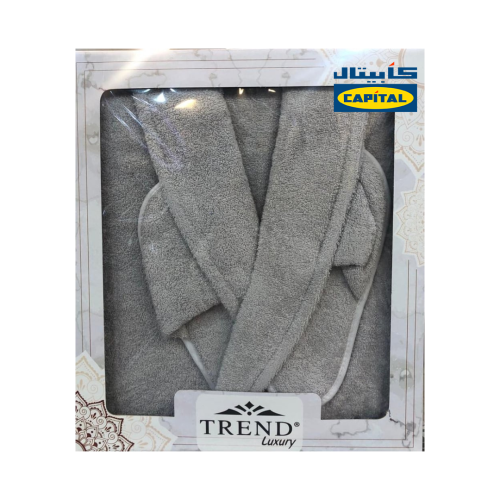 روب استحمام سادة سميك 3 قطع-رمادي