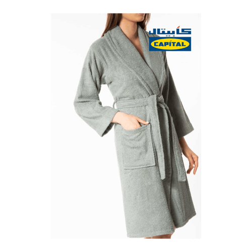 روب استحمام سادة سميك رمادي غامق