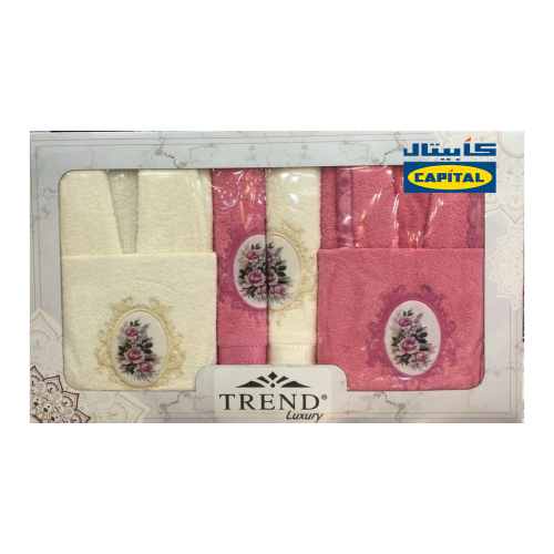 طقم ارواب 10 قطع قطن 100% - بيج/فوشي