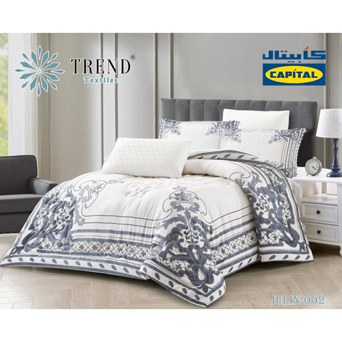 مفرش كابيتال شتوي اوف وايت بنقشة رصاصيه