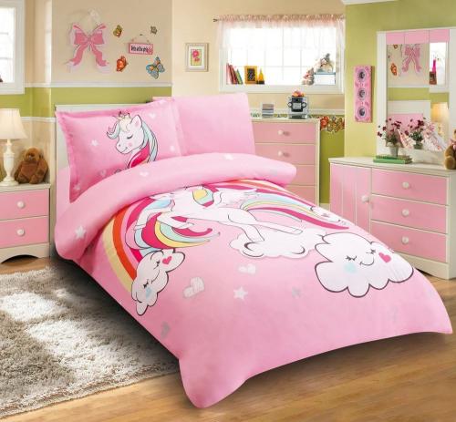 مفرش اطفال الفرس الوردي 4 قطع