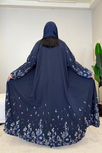 عباية كحلي بتطريز ملون