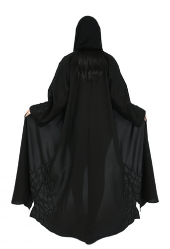 عباية قماش كتان اسود