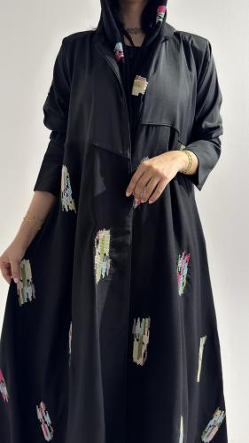 عباية دبل كلوش بتطريز أنيق فاخرة