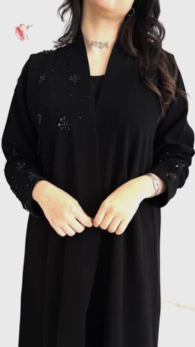 عباية كلوش مع شك أسود فاخرة