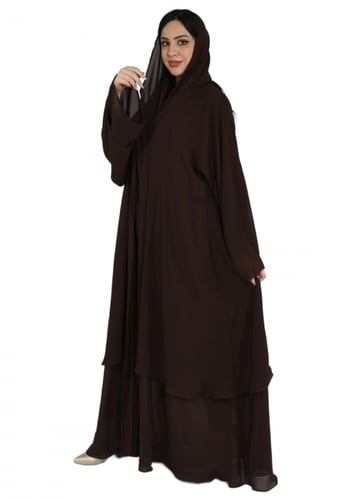 عباية كلوش طبقتين بني