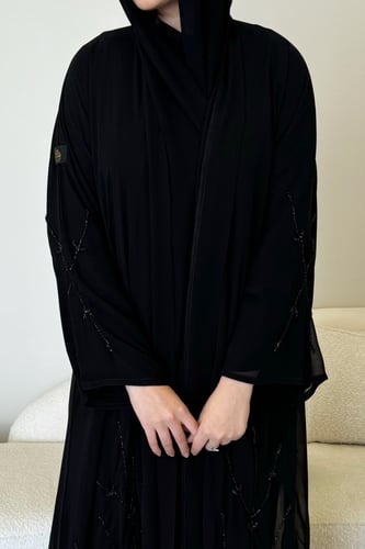 عباية دبل شيفون شك على الكم والأسفل