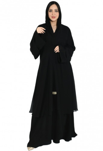عباية كلوش طبقتين اسود