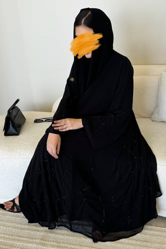 عباية دبل شيفون شك على الكم والأسفل