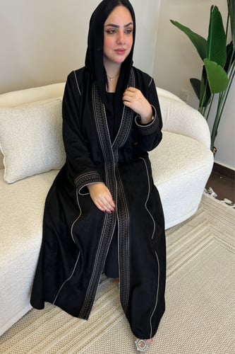 عباية قماش شمواه بتطريز