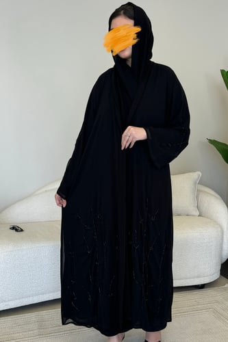 عباية دبل شيفون شك على الكم والأسفل