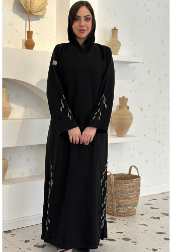 عباية قماش كتان اسود