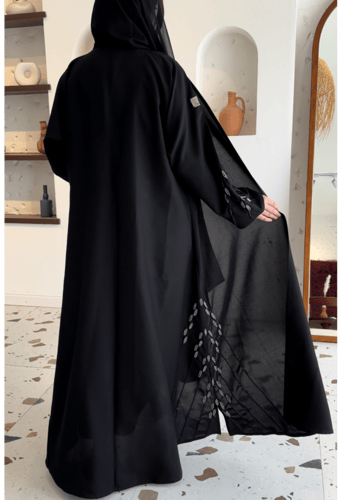 عباية قماش كتان اسود