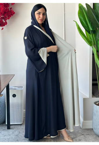 عباية دبل فيس كحلي وابيض