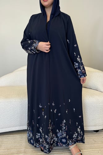 عباية كحلي بتطريز ملون